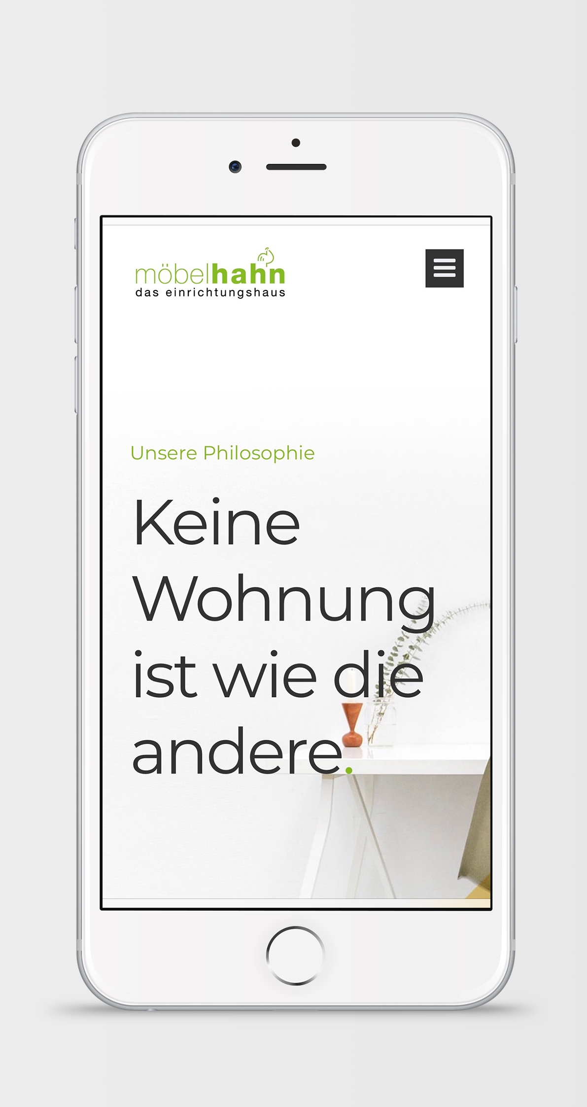 MockUp Möbel Hahn Webseite