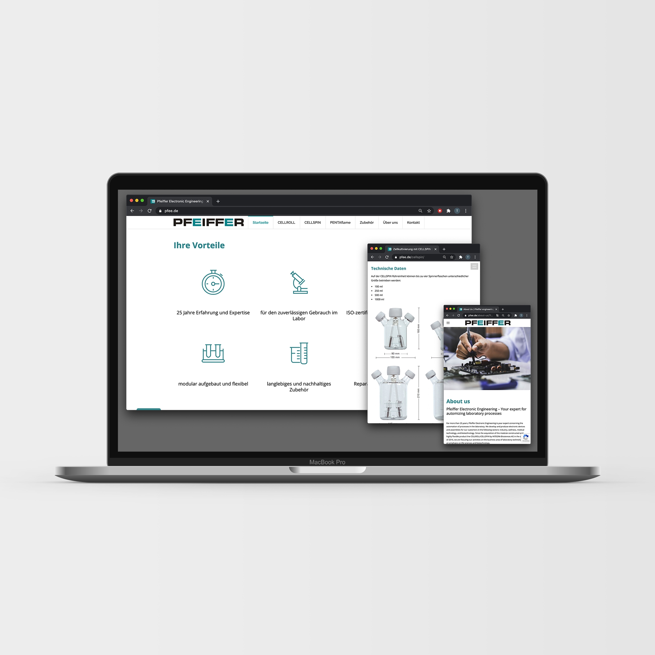 MockUp Webseite Pfeiffer Electronic Engineering GmbH