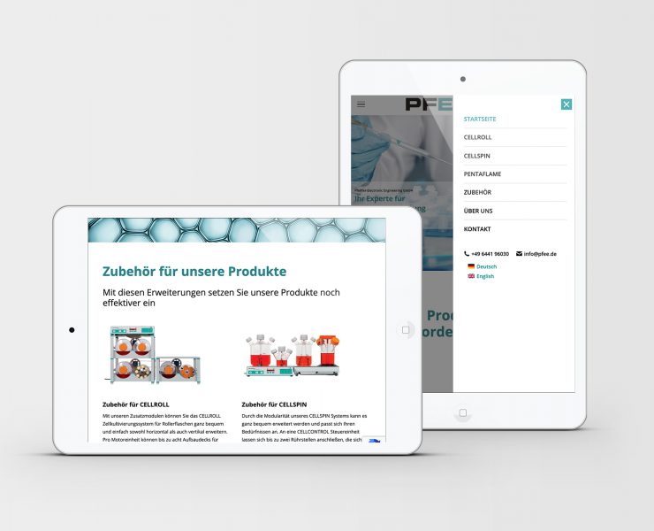 MockUp Webseite Pfeiffer Electronic Engineering GmbH
