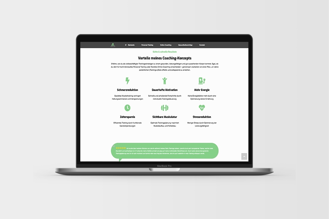 MockUp Webseite Personaltrainer Jannik Luehs