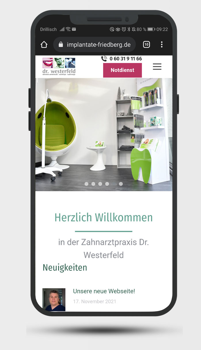 Website auf Smartphone