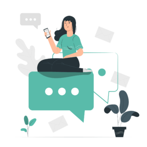 Illustration einer Frau beim Chatten